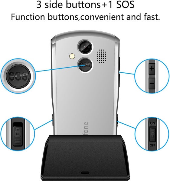 Unlocked Elderly Mobile Phone for Seniors, SOS Button, Big Button63624236527490113