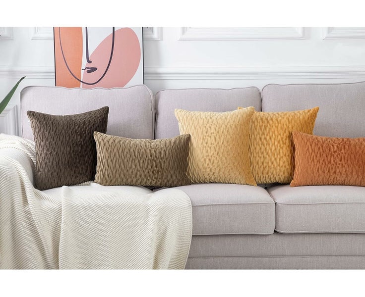 Set of 2 Super Soft Velvet Decorative Throw Pillow Covers 18x18 inch Square w Carousel 6