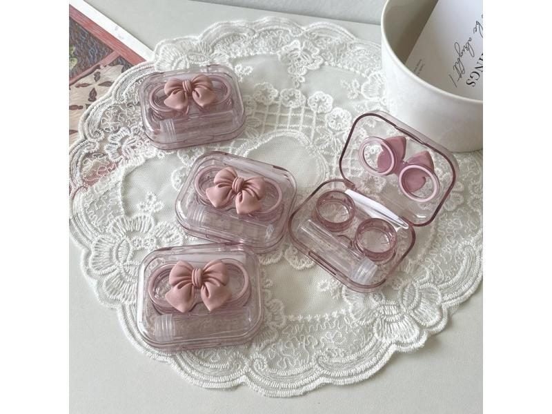 Ins Sakura Pink Transparent Contact Lens Case Mini One Piece Double Box Carousel 1