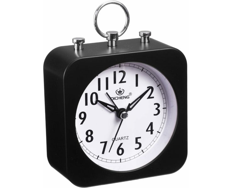 Small Battery Operated Analog Alarm Clock, Square Travel Clock ABS Plastic Al Carousel 1