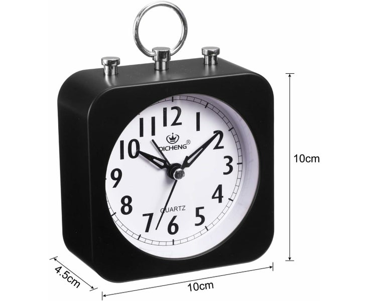 Small Battery Operated Analog Alarm Clock, Square Travel Clock ABS Plastic Al Carousel 2