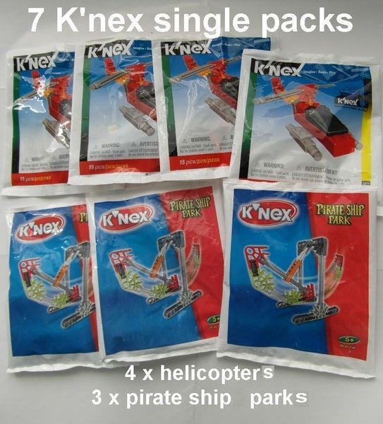 K'Nex Helicopters & Pirate Ship Parks packs * ALL UN-USED & UN-OPENED Carousel 1