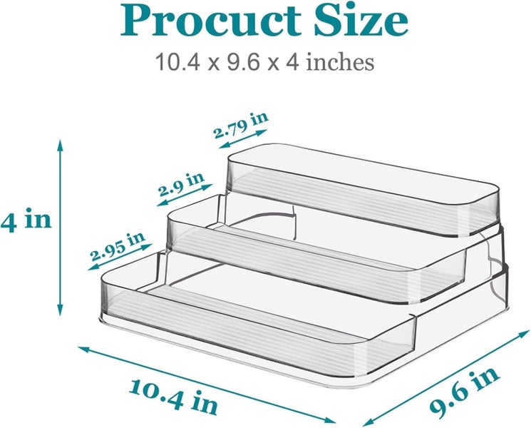 Acrylic Spice Rack, No Assembly Clear 3 Tier Condiment Bottle Shelf Vanity Or Carousel 5