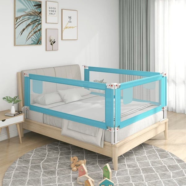 vidaXL Toddler Safety Bed Rail Blue 190x25 cm Fabric Carousel 1