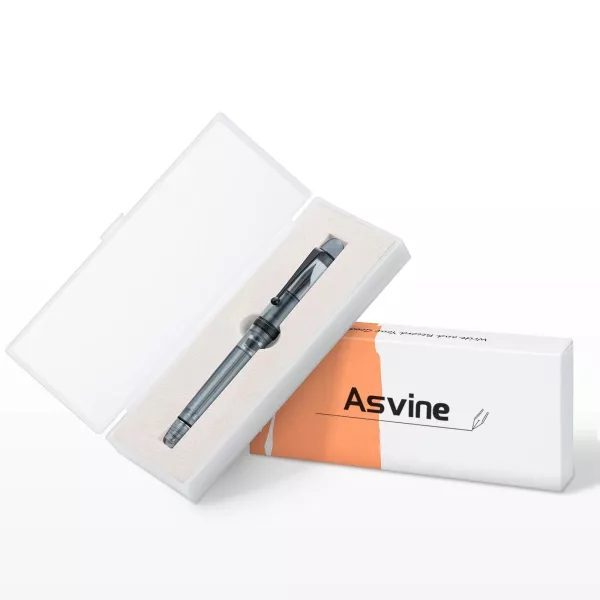 Asvine V126 Vacuum Filling Fountain Pen Matte Gray Acrylic Gift Set Carousel 1