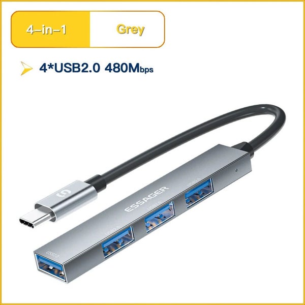 4 In 1 Usb C Hub Usb 2.0 High Speed Splitter Adapter Multifunctional Expander... Carousel 1