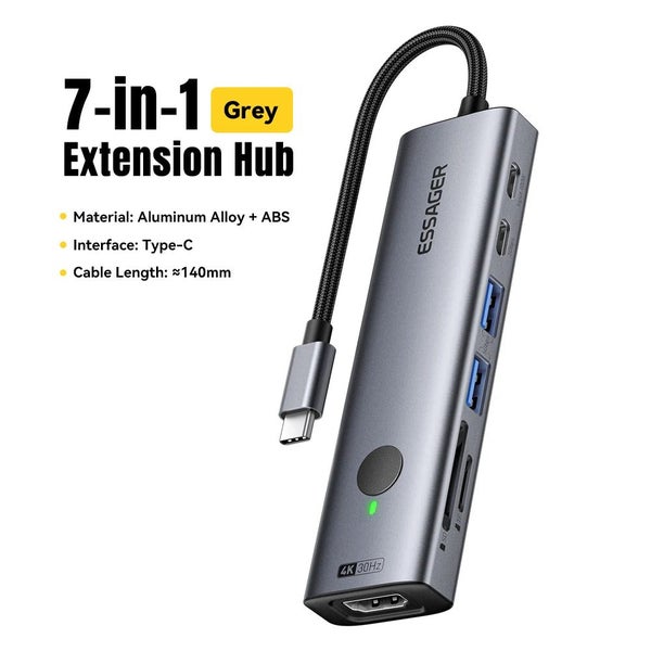 7 In 1 Usb C Hub 4K Type C To Hdmi 100W Sd&Tf Usb 3.0 5Gbps Multiport Adapter... Carousel 1