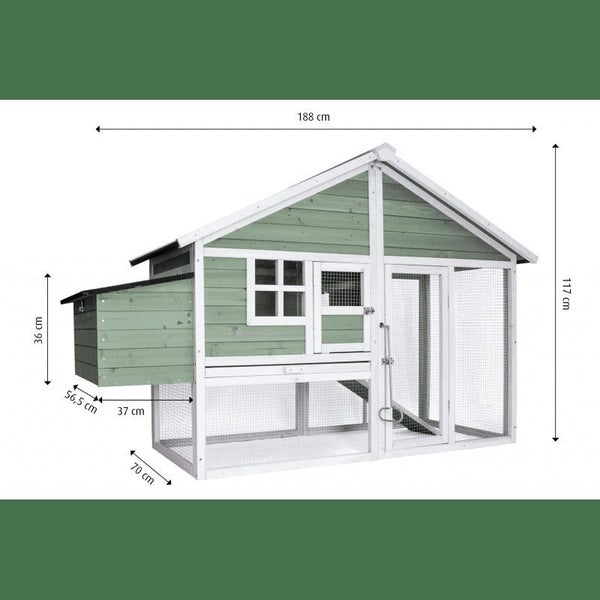 Green Large Chicken Coop Rabbit Hutch Ferret Cat Cage Hen Chook Kitten House Sm Carousel 2