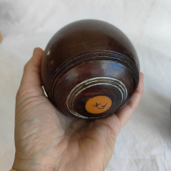 Vintage Wooden Lignum Vitae Lawn Bowls NZ Made x 2 # lot 2(SKU E3) Carousel 7