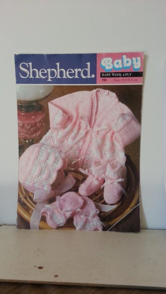 MATINEE SET KNITTING PATTERN Shepherd 705 Carousel 1