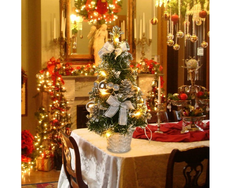 Christmas Tree Mini 16In Tabletop Christmas Tree Artificial Pinecone with Lig Carousel 5