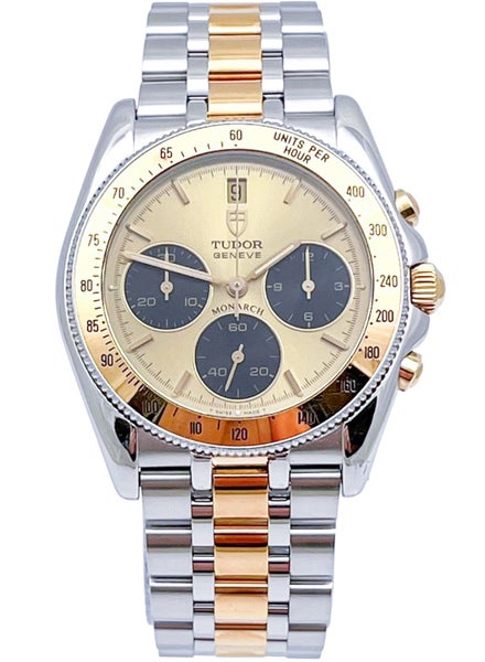 Tudor Monarch PANDA 18ct Gold & Steel Chronograph Mens Wristwatch Ref 15903 +Box63617611403778111