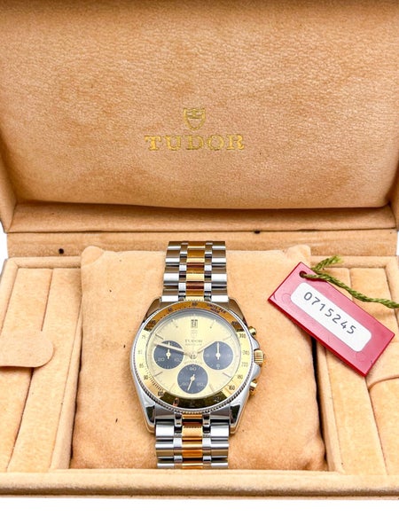 Tudor Monarch PANDA 18ct Gold & Steel Chronograph Mens Wristwatch Ref 15903 +Box63617611403778113