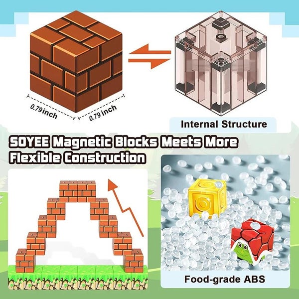 NNEOBA Magnetic Building Blocks STEM Cube Construction Set for Kids Carousel 3