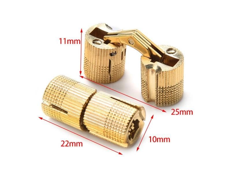 NAIERDI Brass Furniture Hinges 8-18mm Hidden Cabinet Copper Invisible Door Carousel 1