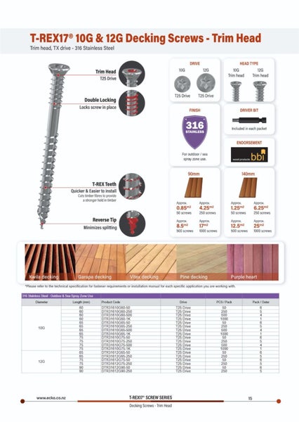 Stainless Steel 316G Decking Screws 75mm 500 pack Carousel 2