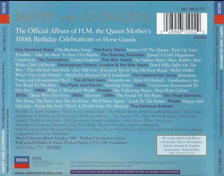 Happy And Glorious! - The Official Album Of H.M. The Queen Mothers 100th CD Carousel 2