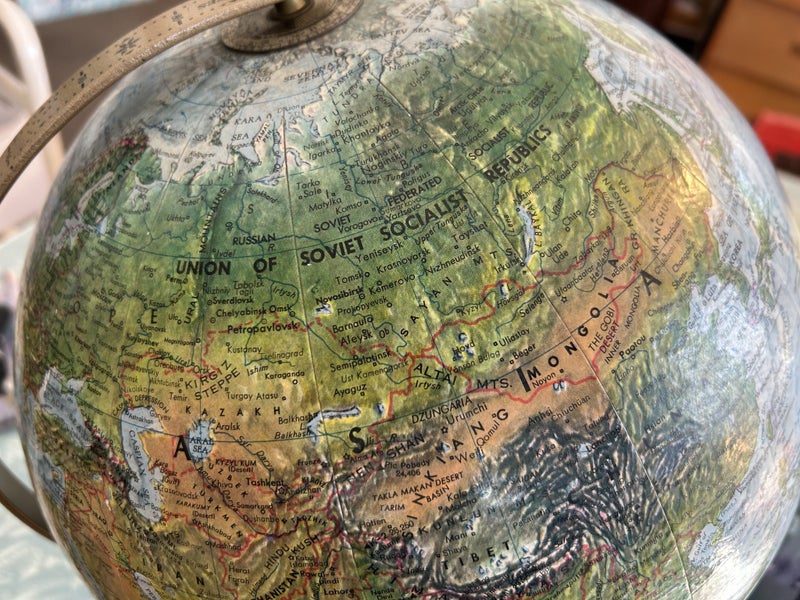 Retro Replogle Raised Relief World Globe - USSR shown Carousel 7