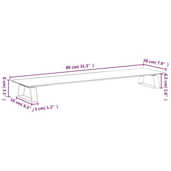 Monitor Stand Black 80x20x8 Cm Tempered Glass And Metal Tiaxxp Carousel 2