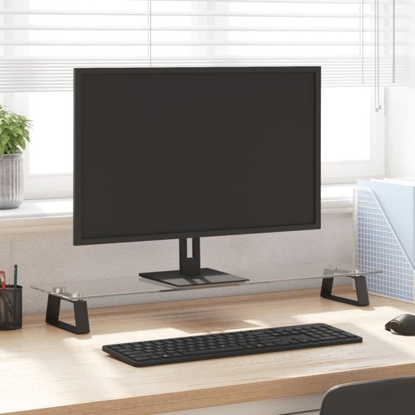 Monitor Stand Black 80x20x8 Cm Tempered Glass And Metal Tiaxxp Carousel 1