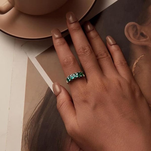 Green Stone Ring Five-Stone Band NZ Size R½ Carousel 1