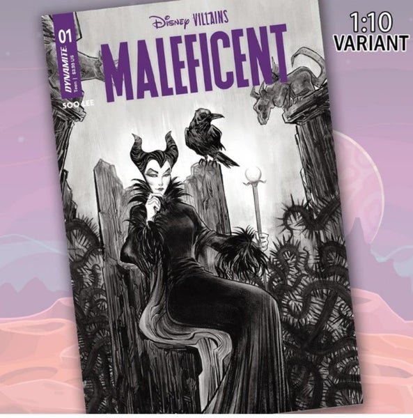 MALEFICENT Disney Villains 01 Black and white Carousel 1