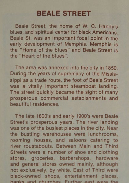 OLD FAMOUS BEALE STREET, MEMPHIS TOURIST PAMPHLET Carousel 3
