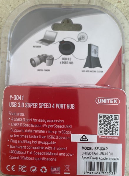 UNITEK 4 Port USB3 Hub with Power Supply (New) Carousel 2