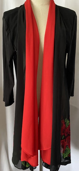 *MERRIC* LAYERING LONG LINE MESH FLORAL CARDI DUSTER JACKET (10) Carousel 2