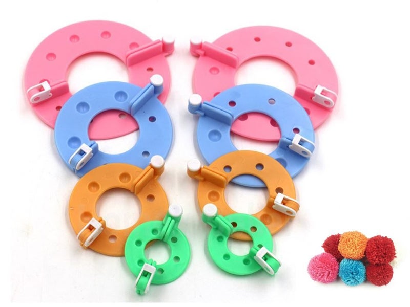 Pom Poms Maker Fluff Ball Weaver 4 Sizes 8 Pcs64221353171459110