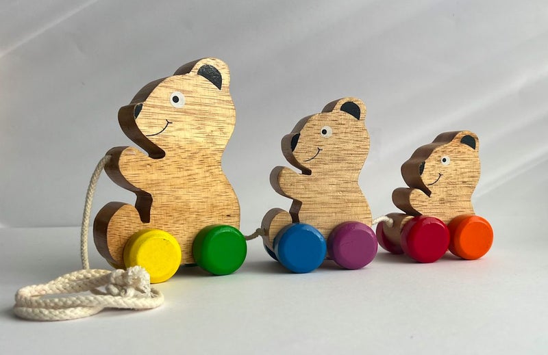 Trade Aid Pull-a-long Wooden Bears Carousel 9