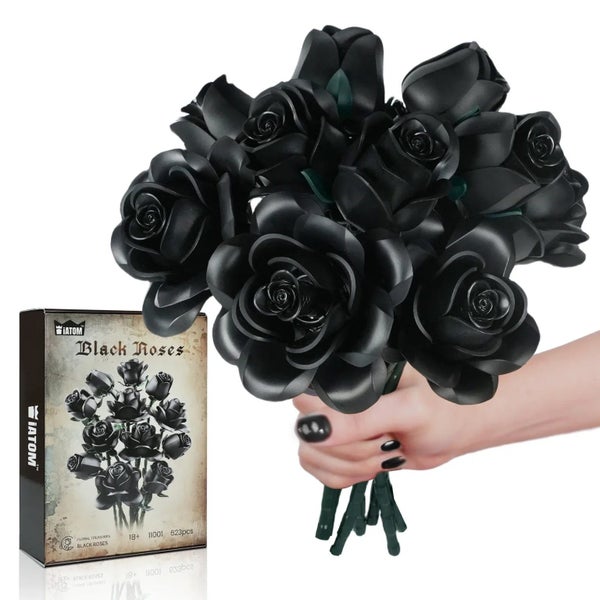 NNEOBA Black Rose Building Block Set Gothic Bouquet (12 PCS) Carousel 1