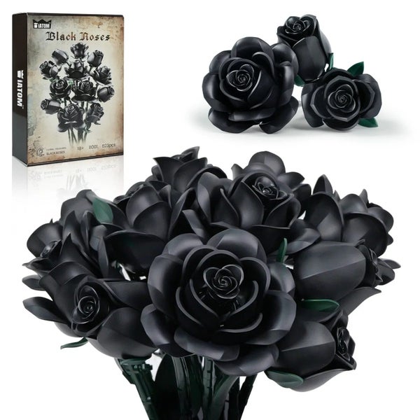 NNEOBA Black Rose Building Block Set Gothic Bouquet (12 PCS) Carousel 2
