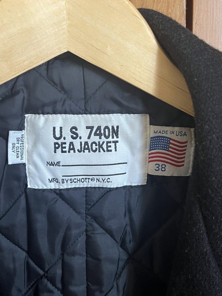 Schott Wool Navy Pea Coat Black 3863615755140865112