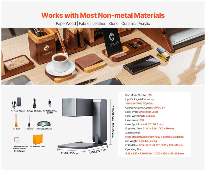 Portable Laser Engraver 600 mm/s 5W High Speed Handheld Engraving Machine Carousel 15