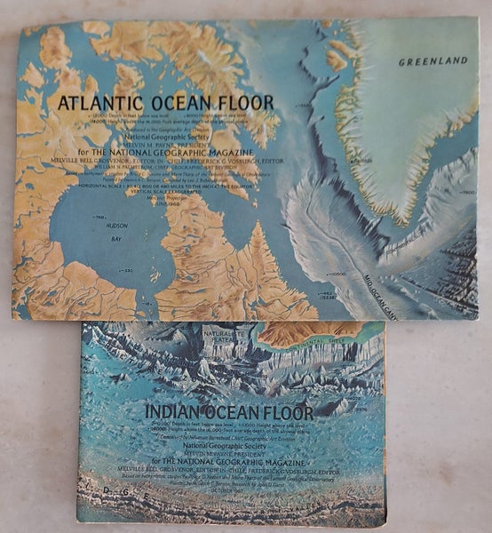 NATIONAL GEOGRAPHIC MAPS "ATLANTIC OCEAN FLOOR " "INDIAN OCEAN FLOOR" Carousel 1