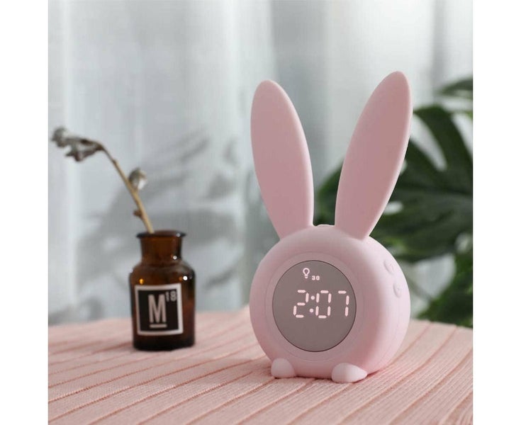 Cute Rabbit Alarm Clock Multi-Function Temperature Display Charging Bedside S Carousel 1