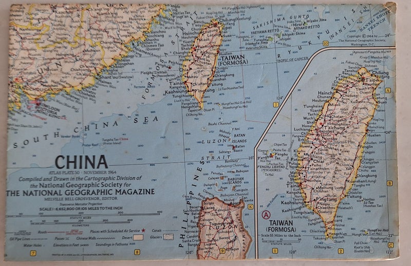 NATIONAL GEOGRAPHIC MAPS - CHINA 1964 Carousel 1