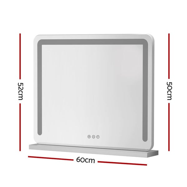 Embellir Makeup Mirror 60x50cm Hollywood Vanity with LED Light Tabletop White Carousel 2