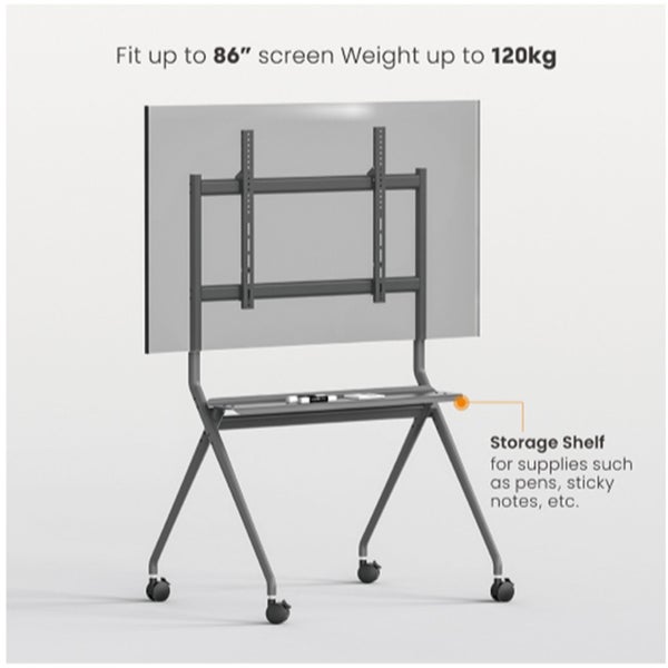 KONIC 50"-86" Heavy-Duty Mobile TV Cart Trolley - Weight Up to 120kg - Storage Carousel 2