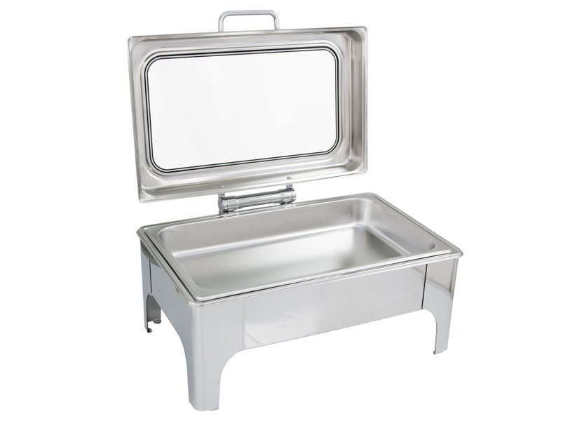 Food Warmer Chafing Dish with Soft Close Clear Glass Lid - 1/1GN Size S/S Carousel 2