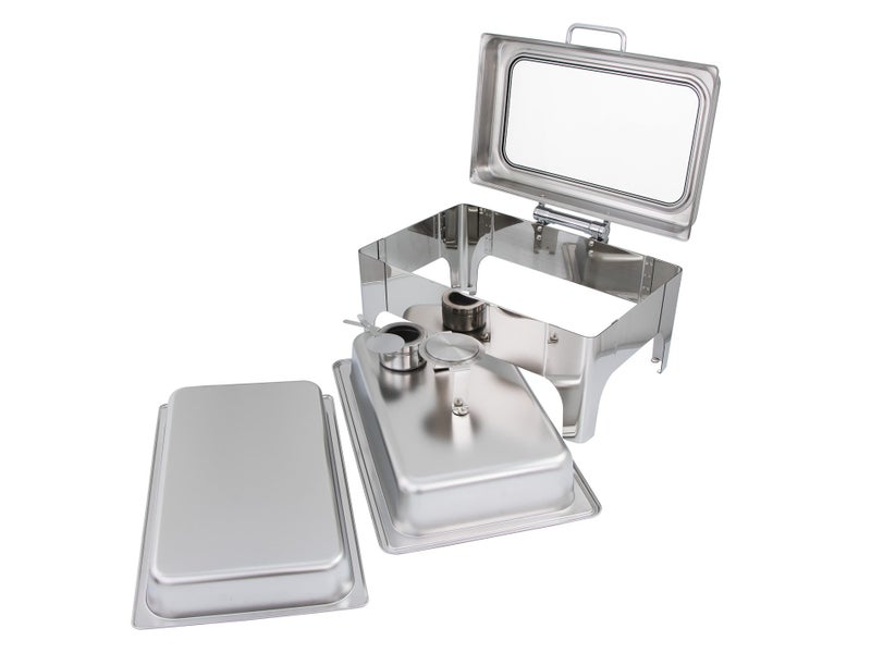 Food Warmer Chafing Dish with Soft Close Clear Glass Lid - 1/1GN Size S/S Carousel 6