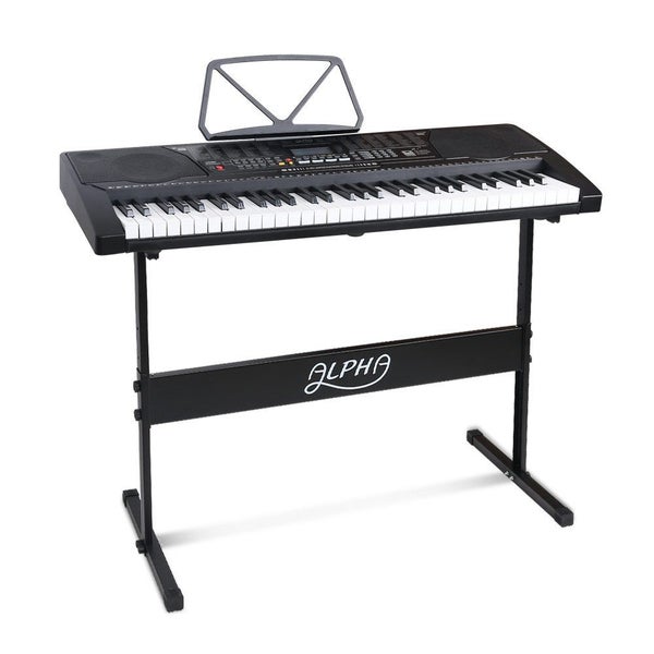 Alpha 61 Keys Electronic Piano Keyboard Digital Electric w/ Stand Lighted Black Carousel 1