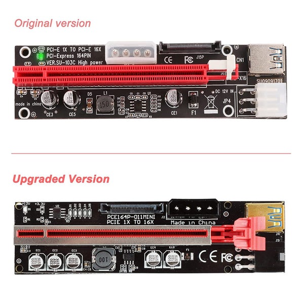 VER011 MINI PCIe PCI-E 1X To 16X GPU Riser Adapter For Cryptocurrency Mining Carousel 6
