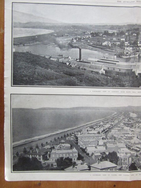 Large panoramic views of Napier & Gisborne.Winkelmann photos.Ex Auck News 1904 Carousel 1