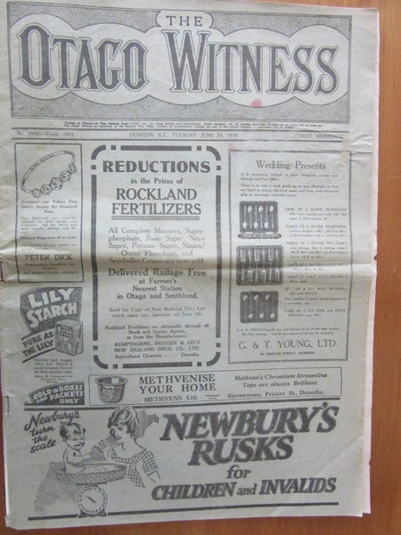 Otago Witness paper June 24, 1930.80 pages. Sockburn rail accident. ORIGINAL!. Carousel 1