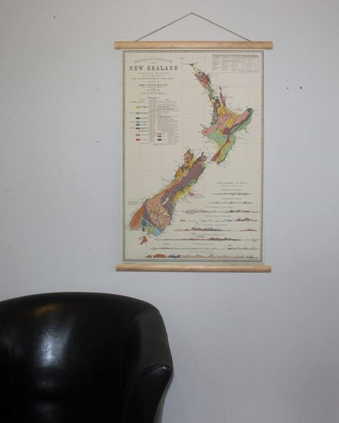 Canvas Geological Map of New Zealand Reproduction 1873 - ready to hang Carousel 1