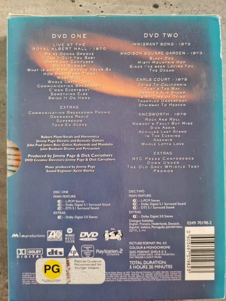 Led Zeppelin self-titled 2x DVD set. 2x booklets. Live 1970 to 1979. VG cond. Carousel 2