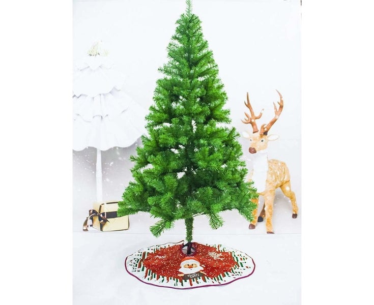 35 Inch Christmas Tree Skirt Xmas Party Tree Mat with Santa Claus Deer Christ Carousel 2