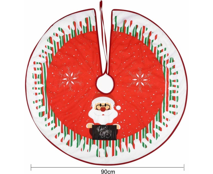 35 Inch Christmas Tree Skirt Xmas Party Tree Mat with Santa Claus Deer Christ Carousel 6
